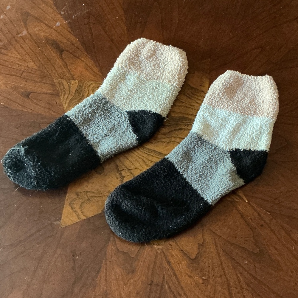 Cozy Pink, White, Black and Gray Socks